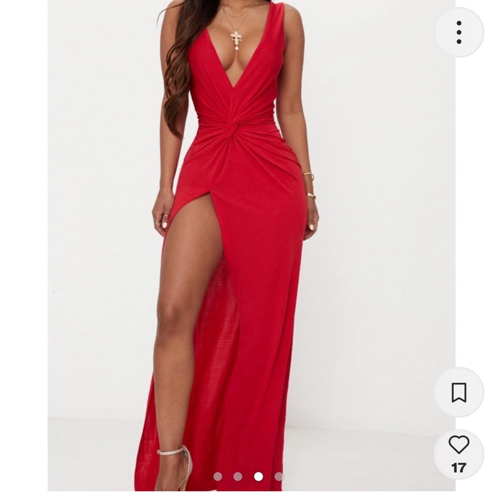 PrettyLittleThing Bold Red Wrap Dress